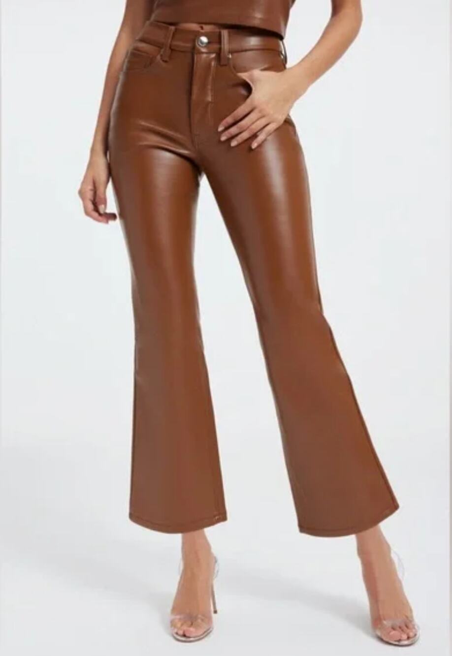 GOOD AMERICAN NWT Good Legs Cropped Mini Boot in Faux Leather // 8
